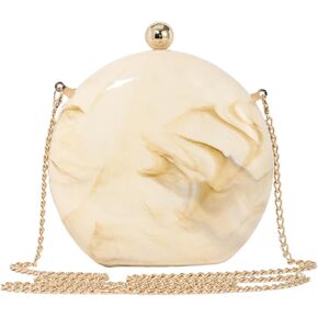 Acrylic Clutch Purse For Women, Designer Handbags Wedding Guest Bag Round Shaped Evening Bag Shell Purse