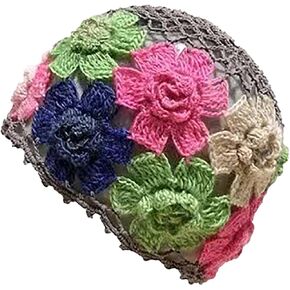 Coriresha Boho الأنيق الكروشيه الزهرة زهرة Beanie خفيفة الوزن جوفاء خارج Y2K قبعة الصيف