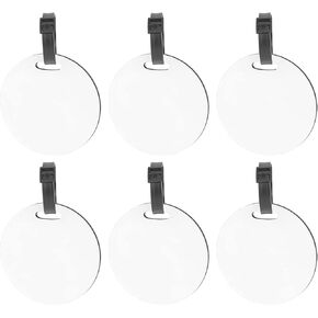 Framendino, 10 Pack Sublimation Blanks Round Luggage Tags with Strap MDF Heat Transfer Double Sided DIY