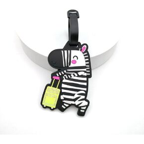 Silicone Luggage Tags Cute Zebra Travel Suitcase Tag Funny Cartoon Animal Personalized Labels Identification Labels ID Tag Name Tags