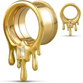 COOEAR Stainless Steel Melting Design Ear Expander, Stylish and Durable Ear Stretching Gauges Plugs.