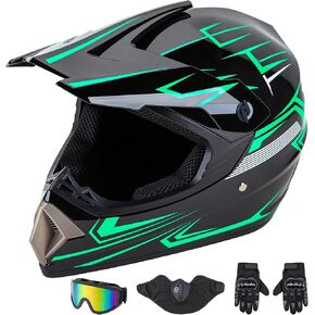 CARTMAN Adult Full Face Motorcycle Helmet, DOT Approved Dirt Bike Helmet, Matte Black and Red for Offroad, ATV, and Motocross