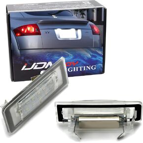 iJDMTOY OEM-Fit 3W Full LED License Plate Light Kit Compatible With Audi 1999-06 TT, Powered by 18-SMD Xenon White LED