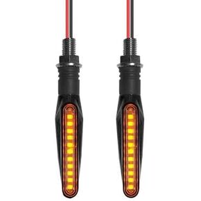 Motorcycle LED Turn Signal Assemblies, Sequential Flow, Yellow Light, 12V, 83g, Plastic, （2 lights a set,not 4）