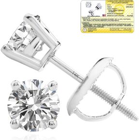 1/4-2 Carat IGI Certified Lab Grown Diamond Stud Earrings | Solitaire Real Diamonds Earring for Women in I-J Color & SI1-SI2 Clarity | 14K Gold Diamond Studs with Secure Backs by MAX + STONE