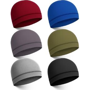 6 Pieces Skull Caps Cotton Beanies Sleep Hats Running Cycling Beanie Hats Breathable Helmet Liner for Men Women Multicolor