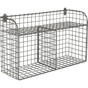 Spectrum Vintage Living Wall Mount Double Storage Basket (Industrial Gray) - Organizer & Décor for Bathroom, Bedroom, Office, Kitchen, Farmhouse, & Laundry Room
