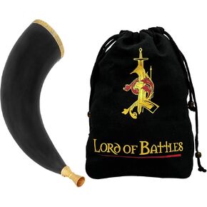 Lord of Battles Viking War Horn Medieval Blowing Horn with Solid Brass Mouthpiece Genuine Horn Bugle Horn (With Brass Rim)