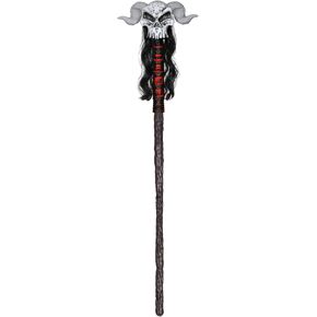 Warlock Wizard Staff Costume Accessory for Adult,Plastic Skull Wizard Staff Cane Stick Prop for Halloween Decoration