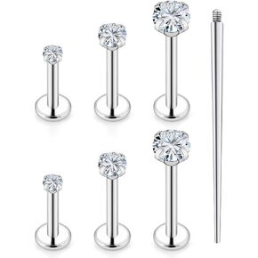 Lcolyoli Medusa Piercing Jewelry Stainless Steel Labret Jewelry Monroe Lip Rings Different Size Tragus Nail Conch Cartilage Forward Helix Earring Stud Bar Length 6mm 8mm 10mm