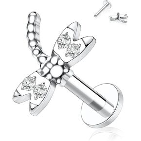 Gagabody Labret Studs 16g Dragonfly G23 Titanium tragus arring helix stud stud stud stud state داخليًا