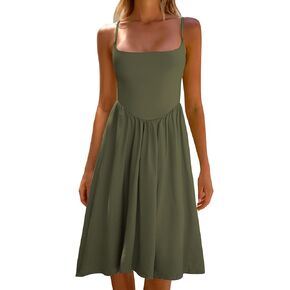 CHYRII Women Fashion Summer 2025 Spaghetti Straps Sleeveless Casual A-Line Midi Dresses Sundress in Kuwait