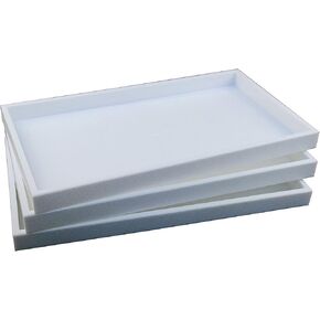 N’icePackaging – 3 Qty White Plastic Display Tray – 14.75" x 8.25" x 1" – for Sorting/Organizing/Storage/Sales/Presentation/Travel