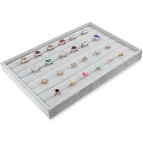 Bocar Grey Velvet Ring Jewelry Display Showcase Organizer Holder (GP-JZ)