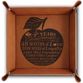 Bella Busta Leatherette Treshy ، 4 سنوات الذكرى (Apple) - منظم جلدي بني مربع بني مربع (Rawhide ، 6 L x 6 W × 1/2 ساعة ، 1.0 جنيه)