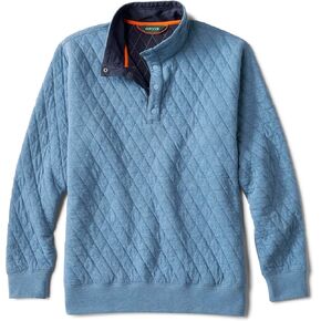Orvis Outdoor Quilted Snap Men's Pullover Sweatshirt - Mockneck Style Sweatshirt For Men with Four-Snap Quarter Placket, Bluestone - X Large