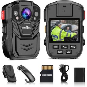 OmniMaster 1296P UHD Body Camera with Audio (Build-in 128GB), 2 Inch Display, Night Vision, Waterproof, Shockproof, Body Worn Camera with Compact Design