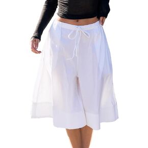 Women's Wide Leg Capri Pants Casual Baggy Culottes Elastic Waist Drawstring Cropped Palazzo Pants with Pockets
