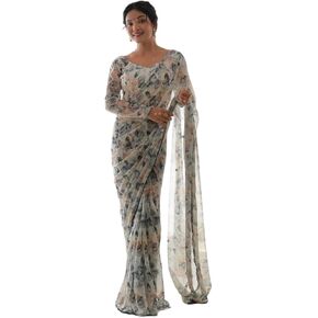 Divus Alia Bhatt Style جاهز لارتداء Prestitched مسبقًا واحدة من مصمم Parywear المصمم مع بلوزة Unstitch