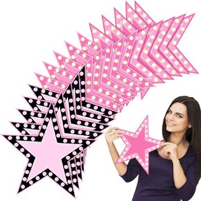 GeoSar 90 PCS Movie Pink Star Cardboard 6 بوصة فيلم Night Party Decorations Red Carpet Awards Night 3 Style Convetti Countouts for Bulletin Board Party Supplies Wall
