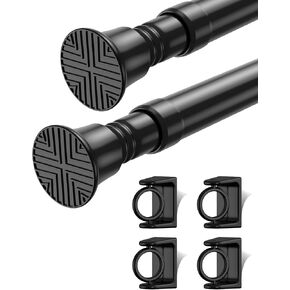2Pack Tension Rod 24-46Inch Black Curtain Rods for Windows Spring Adjustable Curtain Rods no Drilling Tension Curtain Rods for Window,Doorway,Closets in Kuwait