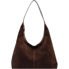 Brown Suede Tote Bag - Slouchy Shoulder Bag for Women, Handbag with Suede Finish