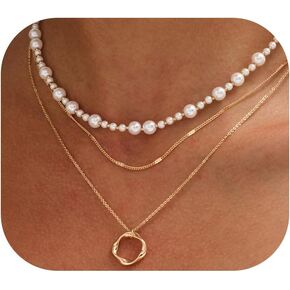 Trendy Layered Necklaces Set for Women Gold - toned Chain Sparkling Crystal Pendant Necklace, Colorful Beaded & Natural Stone Separable Multi - layer Necklace