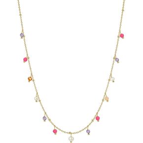 قلادات حجرية طبيعية للنساء 14K الذهب مطلي بالماء لذيذ ملون سحر الخزانة قلادة رقيقة لطيفة الصيف بوهو قلادة الشاطئ هدية ، الأخت ، أفضل صديق ، عيد ميلاد in Kuwait