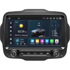 Car Radio Stereo for Jeep Renegade 2015 2016 2017 2018 2019 2020, Android 14 GPS Navigation 9" HD IPS QLED 720 * 1280P Screen Built-in Autoplay Carplay 4G LTE Bluetooth5.0 DSP SWC 8-core 4+64GB