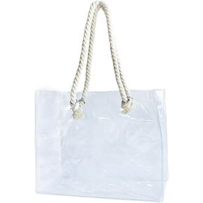 Clear Plastic Tote Bag with Rope Handles, Unisex Stadium Bag for Concerts, Festivals, Work