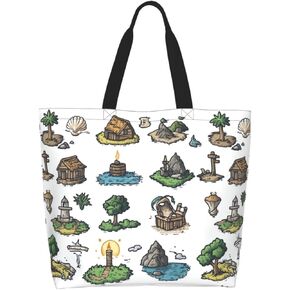 Tote Bag Beach Bag for Women Reusable Grocery Large Shopping Shoulder Bag Travel Handbag in Kuwait