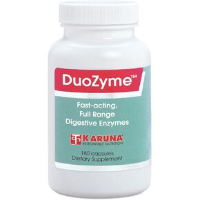 Karuna Health DUOZYME 90 Vegetarian Capsules | Both gastric and duodenal Phase enzymes | Betaine HCl Glutamic HCl Pepsin Papain Pancreatin Ox Bile Extract PROTEASE AMYLASE LIPASE