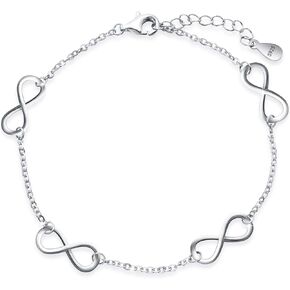 EVER FAITH Women's 925 Sterling Silver Elegant Figure 8 Infinity Adjustable Link Bracelet Hand Chain