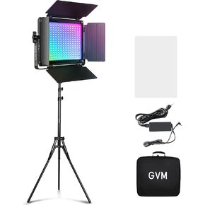 GVM RGB LED Video Light with Bluetooth Control, 60W Photography Studio Lighting Kit with Stands, 2-Packs 880RS Dimmable Led Panel Light for YouTube, Streaming, Gaming, 8 Applicable Scenes, CRI97