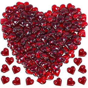 Winlyn 145 PCS عيد الحب يوم أكريليك القلب الأحجار الكريمة Ruby Red Spramucent Heart Beads Heart على شكل قلب الحجارة الأحجار الكريلية 0.8 "لعيد عيد الحب زواج مزودات مواد الحشو