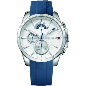 Tommy Hilfiger Men's Stainless Steel Quartz Watch with Silicone Strap - Sporty Elegance for Everyday Wear (Model: 1791349)
