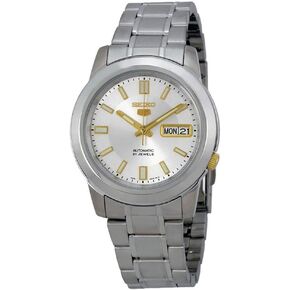 Seiko 5 SNKK09 Men's Stainless Steel White Dial Day Date Automatic Watch