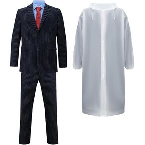 Hlenok 6pcs القاتل النفسي القاتل الهالوين قميص القميص سروال سترة السترة TIE Susspender Raincoat الزي الكبار الرجال Cosplay الدعائم