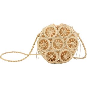 أكياس قش Crossbody للنساء ، حقيبة الكتف المنسوجة بالليمون المجوفة مع حزام راتان ، 2025 شاطئ in Kuwait