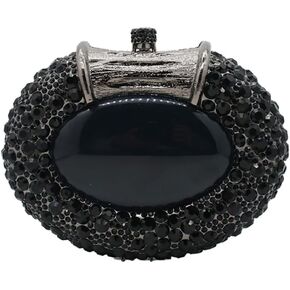 UMREN Women Crystal Oval Shell Evening Purse Bags Luxury Rhinestone Clutch Unique Gems Handbag Bridal Wedding Shoulder Bag