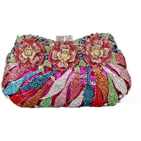 Luxury Sparkly Rose Crystal Evening Clutches Banquet Party Evening Bag Wedding Handbag Purses for Women