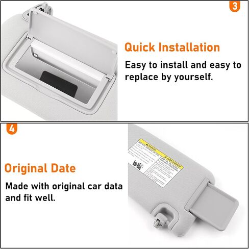 Moonlinks Right Passenger Side Sun Visor متوافق مع Nissan Sentra 2013 2014 2015 2015 2017 2018 2019 Gray Color Right Sun مع Vanity Light for Sentra Accessories استبدال 96400-3SG8A in Saudi Arabia