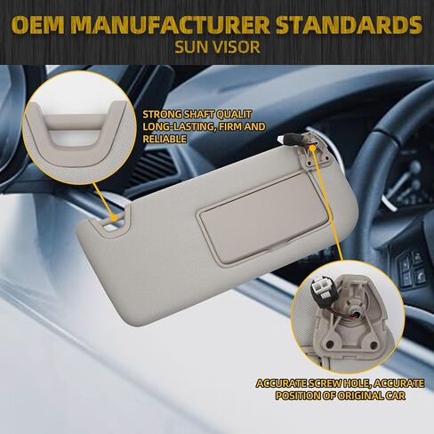 Dasbecan Left Driver Side Sun Visor Compatible with Nissan Altima 2019-2024 Sunvisor Replacement(Gray) in Kuwait