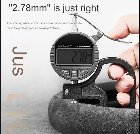 Quick Install Sporty Perforated Nappa Leather Steering Wheel Cover Wrap with Red Circular Trim Universal fit Any 14 ½" to 15" Steering Wheel in Kuwait