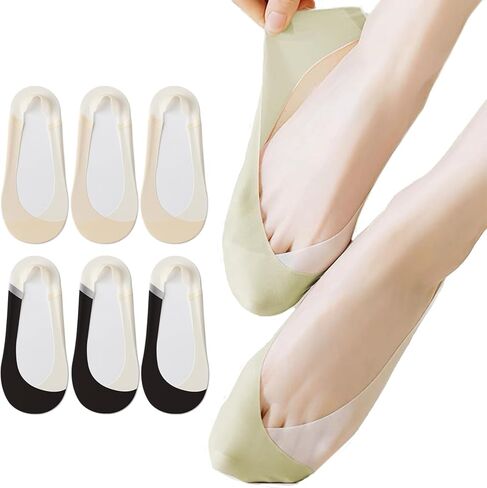 Caudblor 6 Pack Thin No Show Socks للنساء ، جورب بطانة غير مرئية غير مرئية مع علامة تبويب الكعب للمتاحين ، الحجم 5-8 in Kuwait