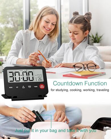 ORIA Digital Travel Alarm Clock, Small Foldable Alarm Clock, Battery Operated LCD Desk Clock, Simple Operation Calendar Clock with Backlight, Date, Temp, Snooze, for Travel Business Trip Home in Saudi Arabia