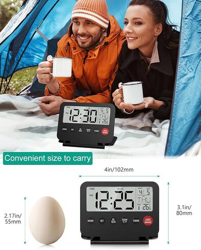ORIA Digital Travel Alarm Clock, Small Foldable Alarm Clock, Battery Operated LCD Desk Clock, Simple Operation Calendar Clock with Backlight, Date, Temp, Snooze, for Travel Business Trip Home in Saudi Arabia
