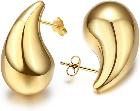 Teardrop Chunky Earrings for Women Trendy Hoop Earring Set Earring Dupes, Fashion Gold Large Drop Earrings in Saudi Arabia