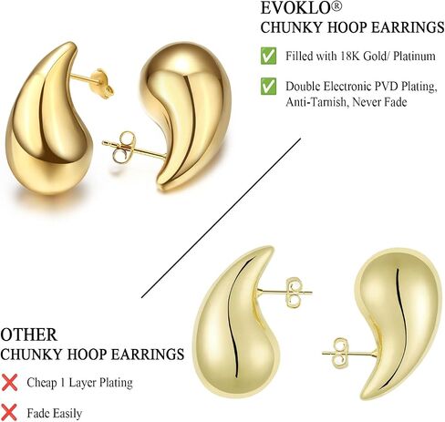Teardrop Chunky Earrings for Women Trendy Hoop Earring Set Earring Dupes, Fashion Gold Large Drop Earrings in Saudi Arabia