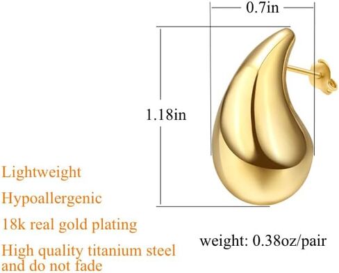 Teardrop Chunky Earrings for Women Trendy Hoop Earring Set Earring Dupes, Fashion Gold Large Drop Earrings in Saudi Arabia